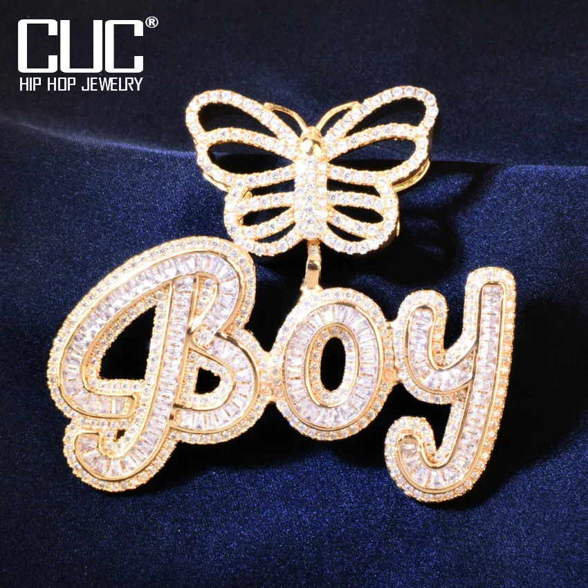 CUC Custom Cursive Letter Pendant For Men Women With Butterfly Bail Customized Name HipHop Necklace Chain Jewelry Gift