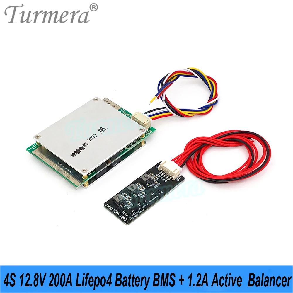 Turmera 12.8V 4S 200A BMS บอร์ดป้องกัน1.2A 3A 6A Active Balancer สำหรับ3.2V 100Ah 200Ah 280Ah 320Ah Lifepo4แบตเตอรี่ใช้