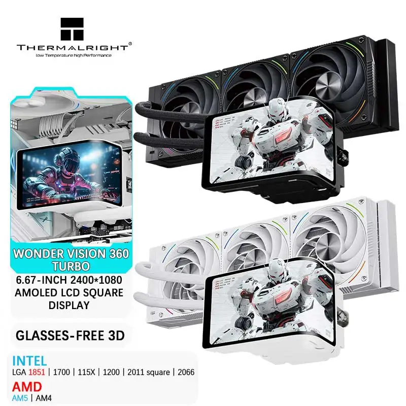 

Thermalright WONDER VISION 360 TURBO Универсальный охладитель воды 360 мм 6,67-дюймовый AMOLED ЖК-дисплей 2K 60 Гц Изогнутый экран Голое глаз 3D Vision