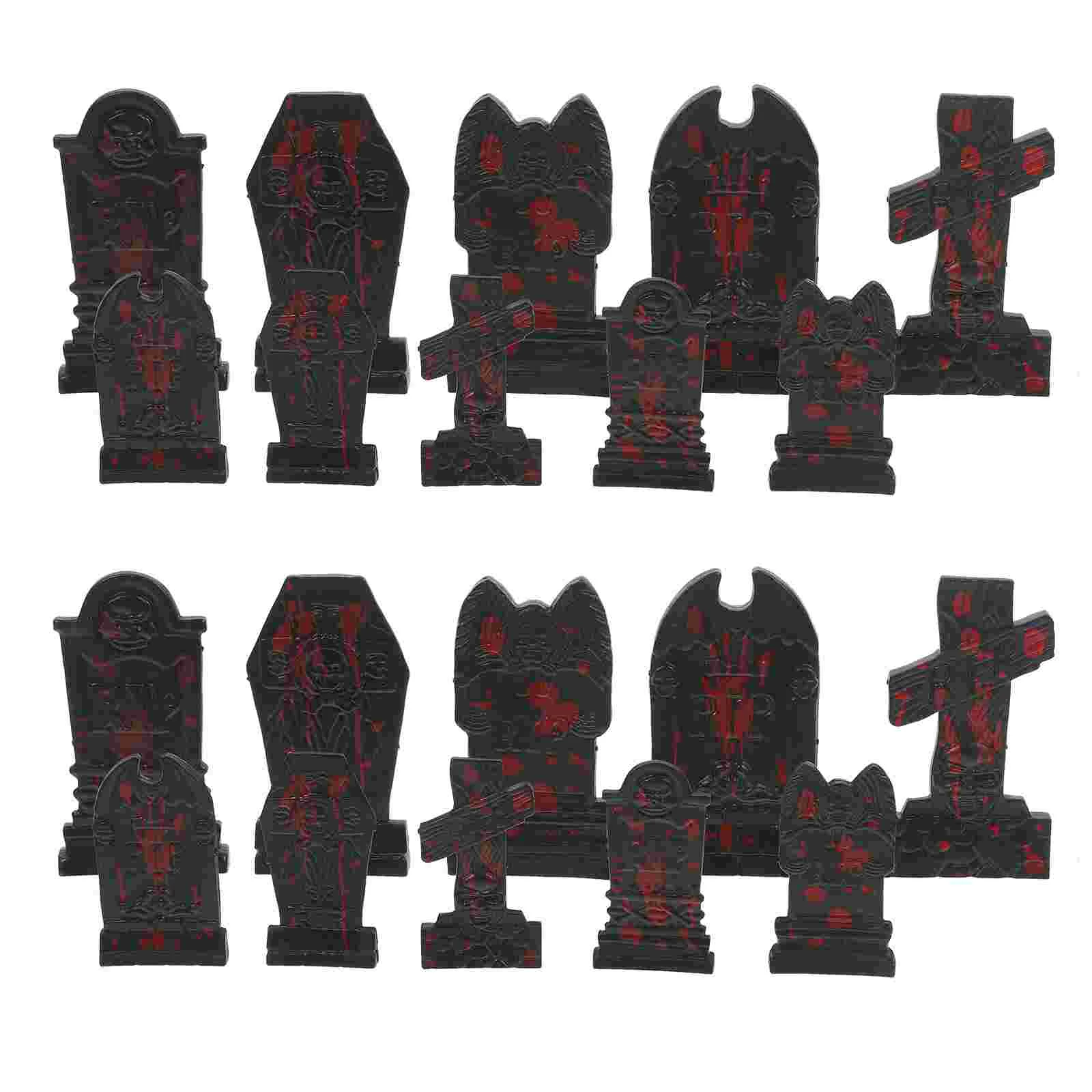 10 Pcs Artificial Skull Tombstone Decoration Halloween Accessories Plastic Graveyard Craft Headstone