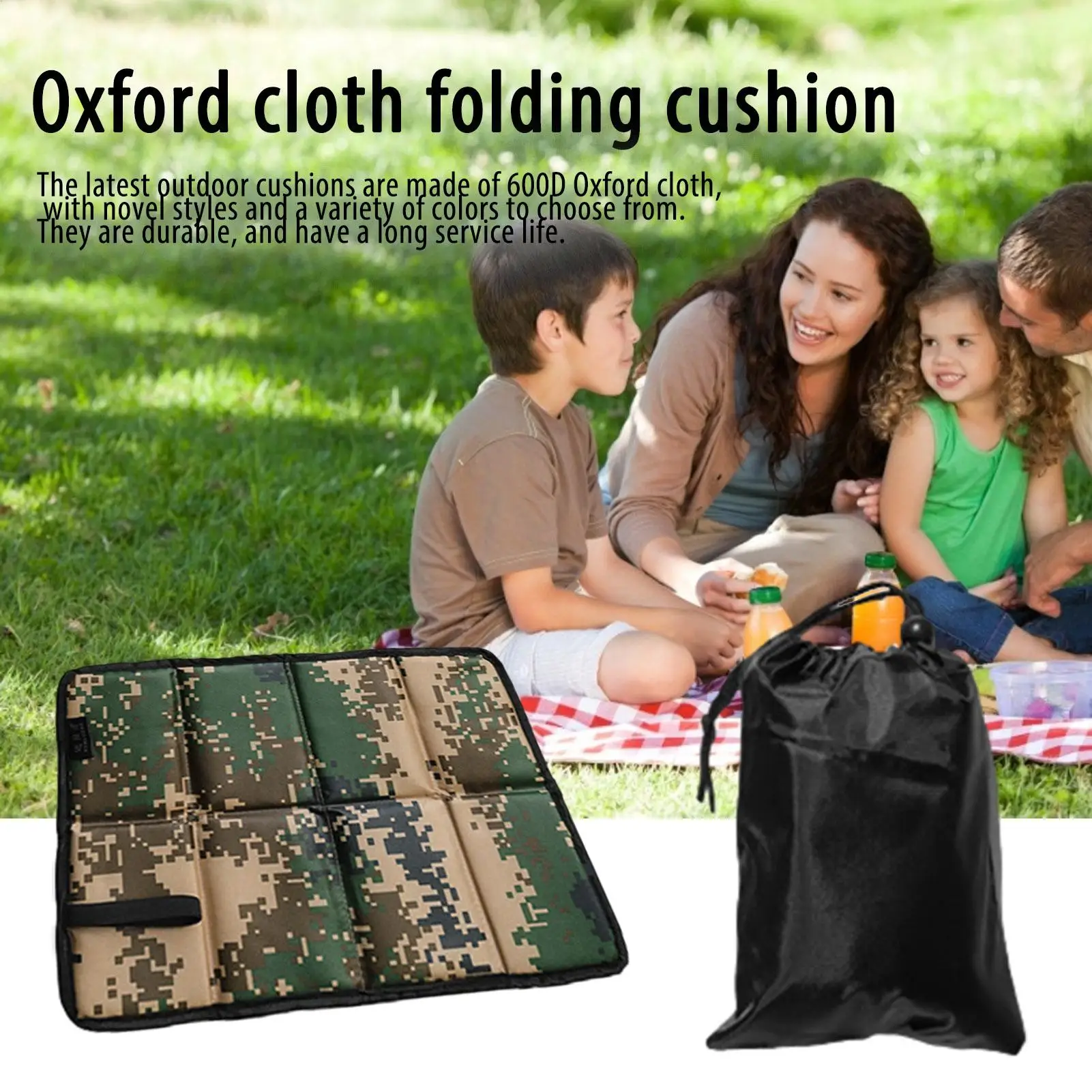 Outdoor Oxford Cloth Foldable Seat Cushion Moisture-Proof Heat-Insulating Cooling Mat for Camping Hiking Picnic