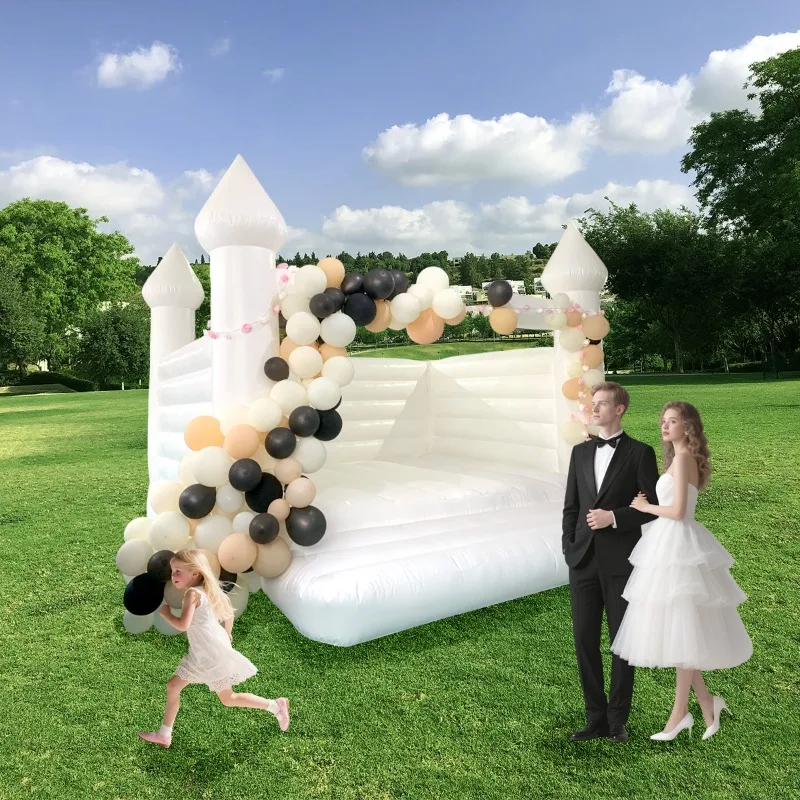 

Yard Wedding White Bounce House Inflatable Caste with Hair Dryer for Marriage Use Event