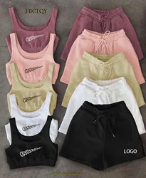 2022 summer brands logo women joggers tracksuits causal summer shorts 2 piece sets crop top women's jogging two piece pants set