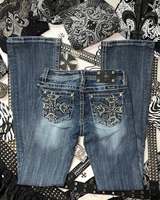 Y2k Retro Gothic High Waited Jeans Hot Diamond Embroidery Pattern Blue Jeans Woman Hip Micro Horn Baggy Jeans Street Clothing