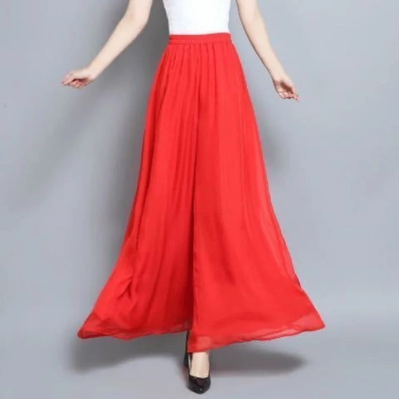 

Summer Casual Pants Female White Drape Chiffon Wide-Leg Pants Women Loose Oversize 4XL High Waist Slim Trousers Skirt Lady E108