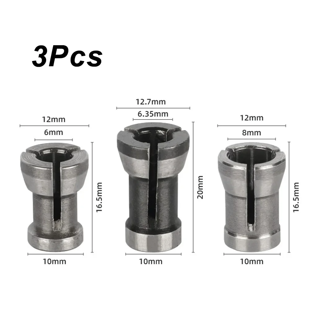 

Engraving Trimming Engraving Machine Collet Chuck Adapter 1/3pcs 16.5mm/20mm 6mm / 8mm / 6.35mm Carbon Steel 1 Pcs