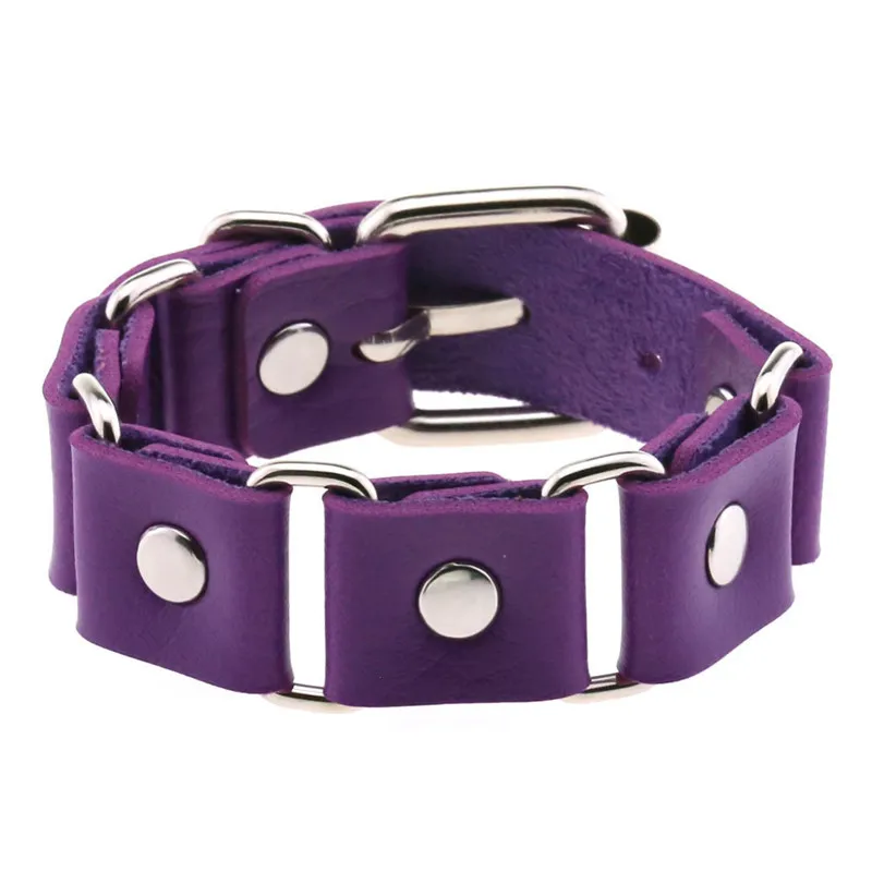 Purple Goth Bracelets For Women Punk Boho Emo Spike Rivets PU Leather Charm Bracelet Cuff Bangles Festival Jewelry Party Gifts