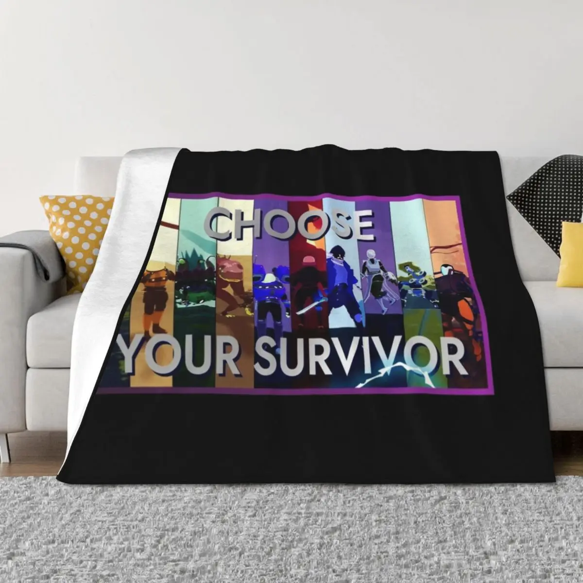 

Choose Your Survivor, Rosk Of Rain 2 Throw Blanket anime Shaggy Cute warm winter Blankets