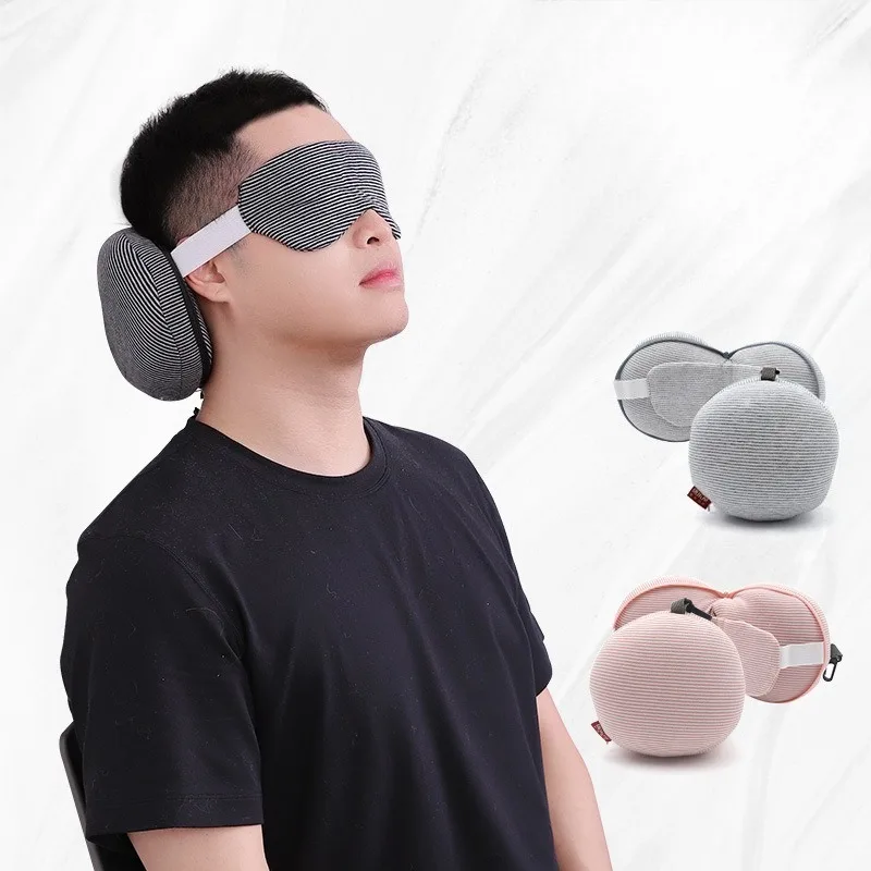 Business Simple Multi‑Use Pillow Striped Travel Pillow 2‑in‑1 Eye Mask Portable Pillow - Sleek & Practical