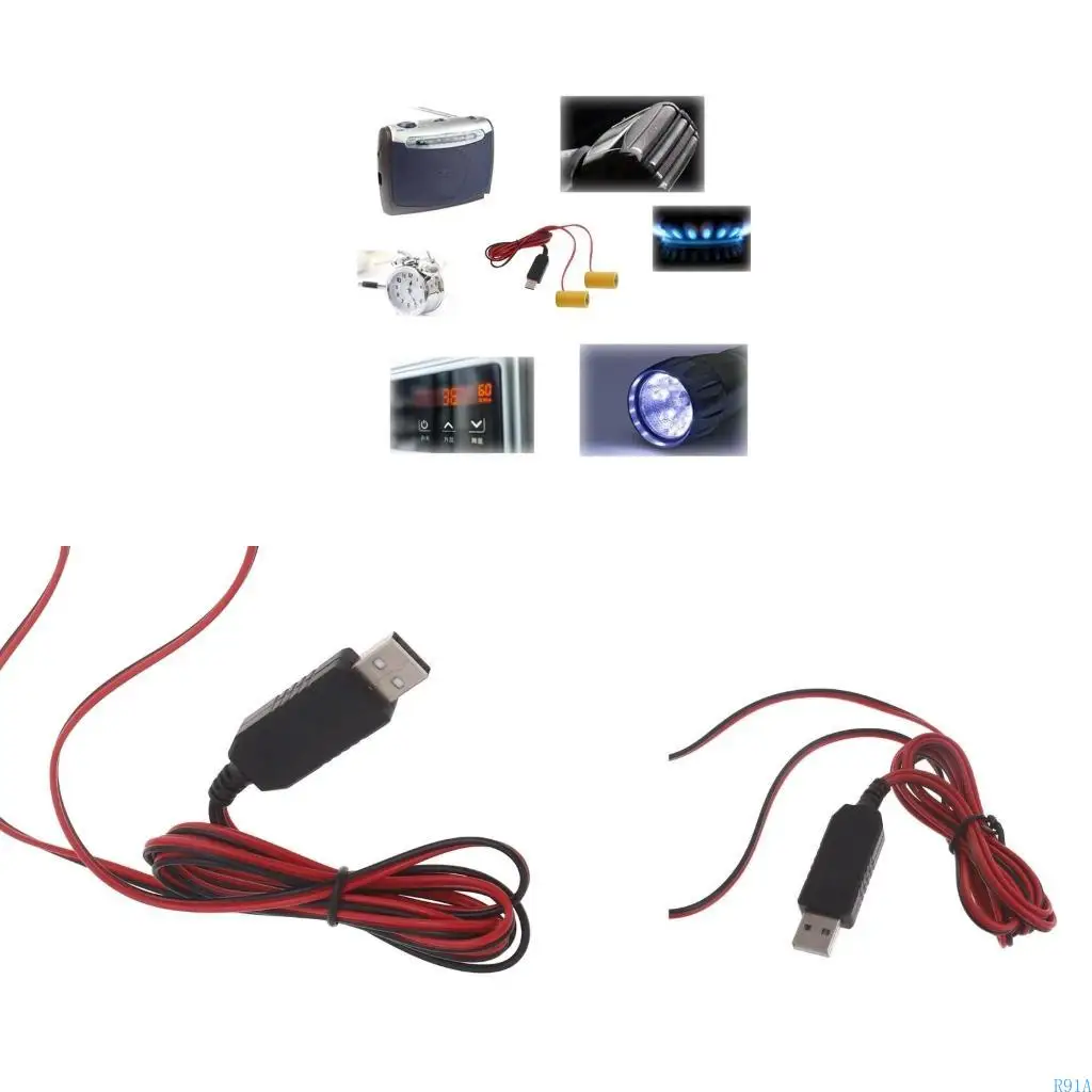 R91A 1 SET DESTAÇÃO FALSO ELIMINADORES BATERIA USB 1 a 2 LR14 C Adaptador alimentação da bateria fonte vez C