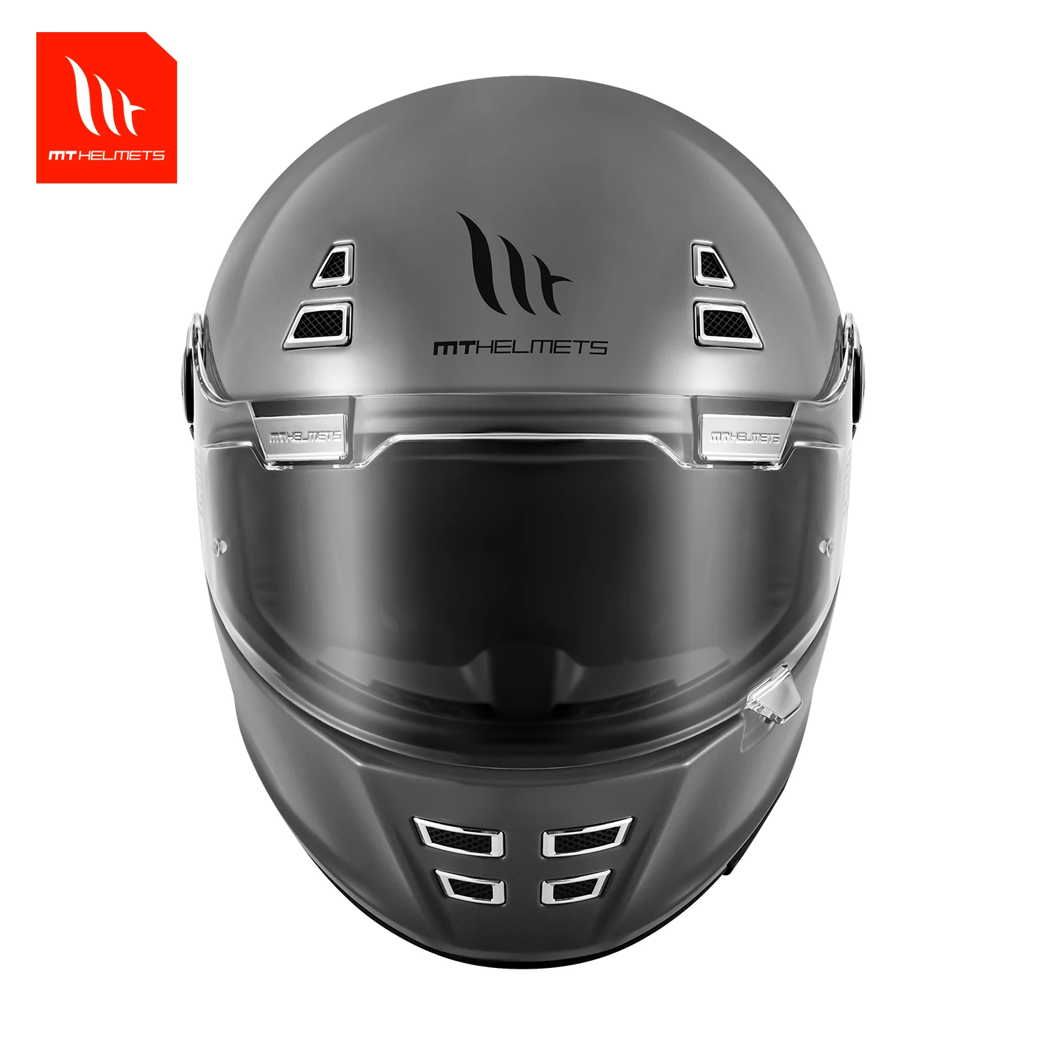 MOTORCYCLE MT HELMET FULL FACE JARAMA A2 GLOSS SOLID CEMENT GREY VENTILATION INTERNAL D-RING BUCKLE S-3XL RETRO HELMETS