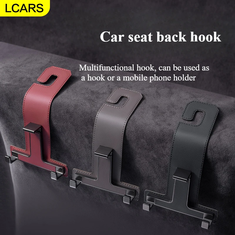

Lcars - Multifunctional Car Seat Back Hook, Car Interior Accessories with Multiple Colors to Choose, Hook and Mobile Phone 2in1