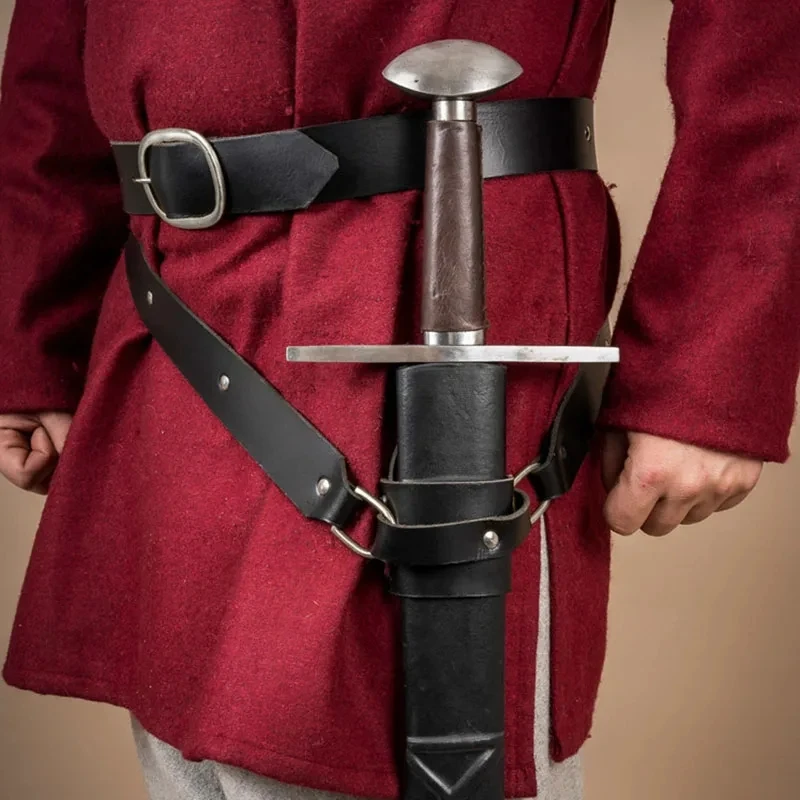 Medieval Viking Knight PU Leather Sword Belt Scabbard Men Pirate Double Wrap Sheath Holder Rapier Holster LARP Cosplay Costume