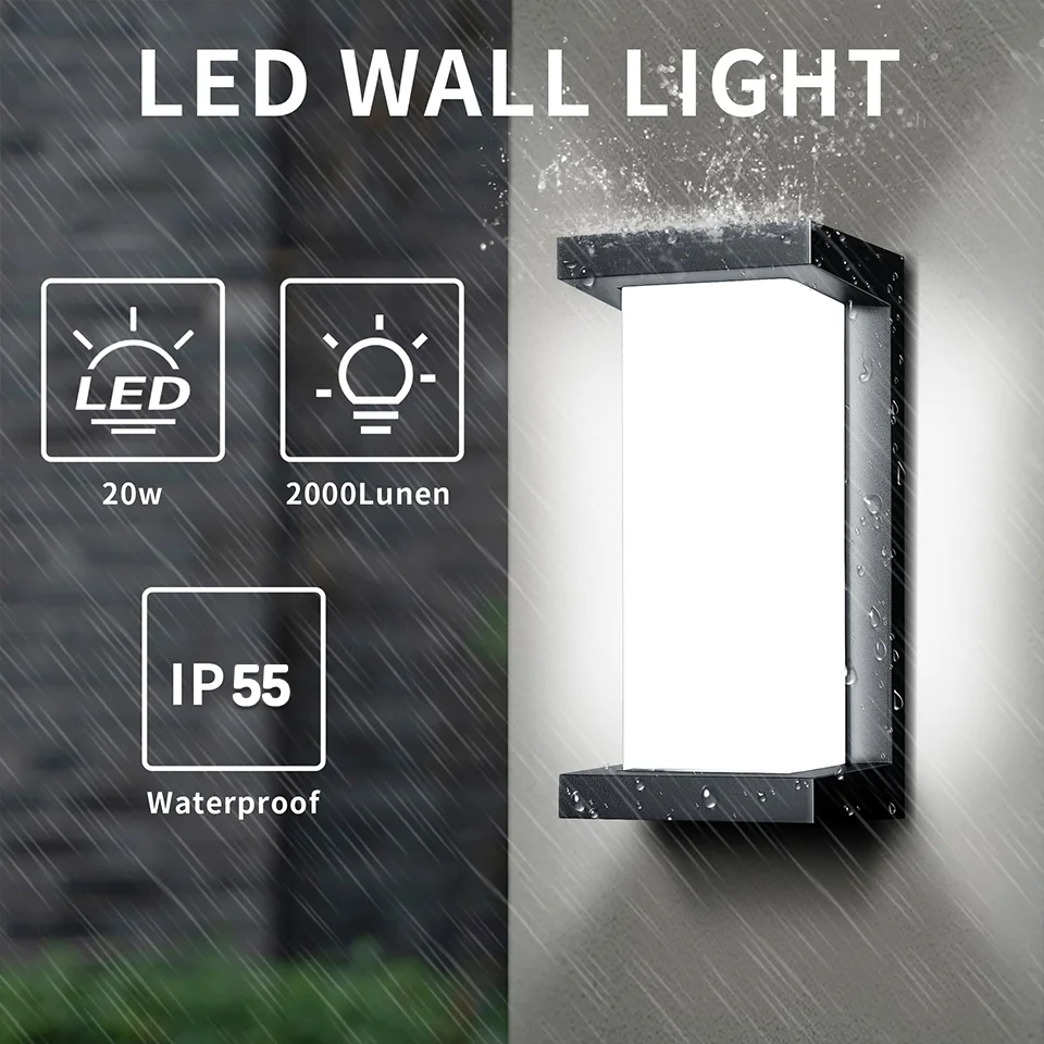 محس حركة وحدة إضاءة LED جداريّة ضوء المصباح LED في الهواء الطلق مقاوم للماء IP55 الجدار ضوء الشرفة مصابيح حديقة غرفة المعيشة درج الشارع #5