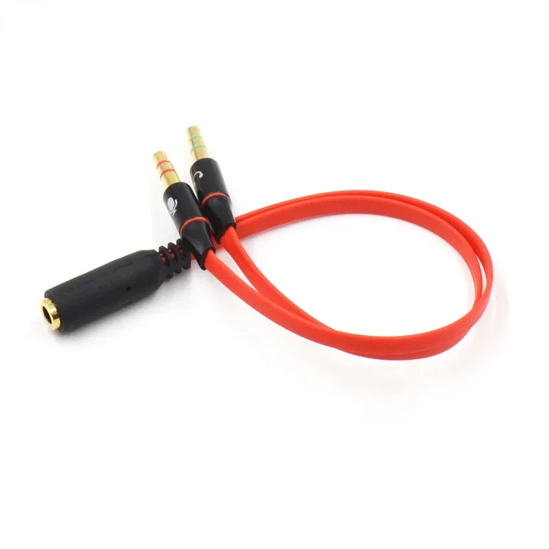 3.5mm TRRS Adapter 2 Male 1 Female Mini 3.5mm Jack 4 Pin Splitter Stereo Audio Microphone Flat Cable Socket To 2 3pin Connector 