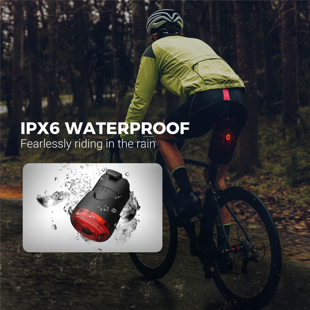 COOSPO Cycling Taillight Bicycle Smart Auto Brake Sensing Light IPx6 Waterproof LED Charging Bike Rear Light