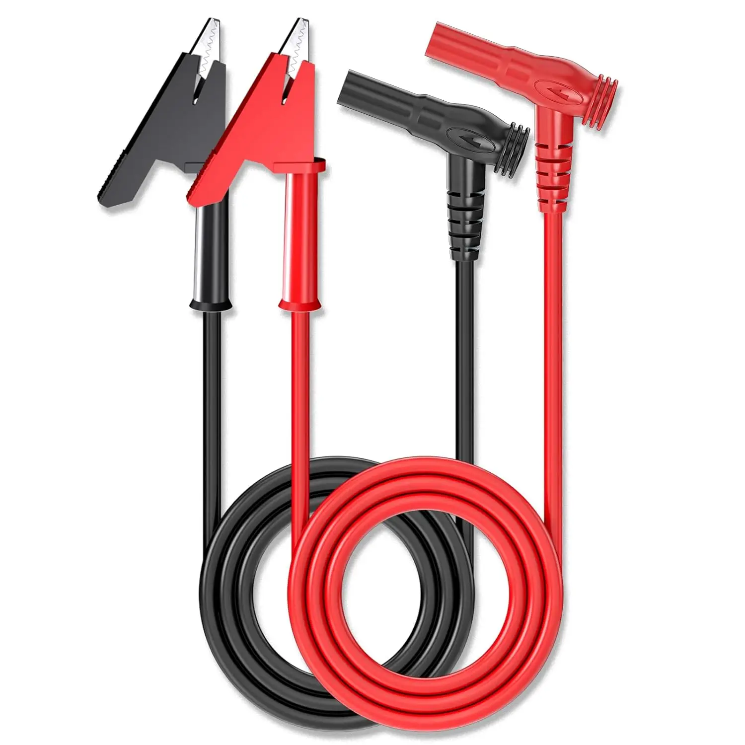 Multimeter Test Leads Banana Plug Angle to Alligator Crocodile Clips Soft Flexible Test Cable Wires for Electrical Testing 3.3ft
