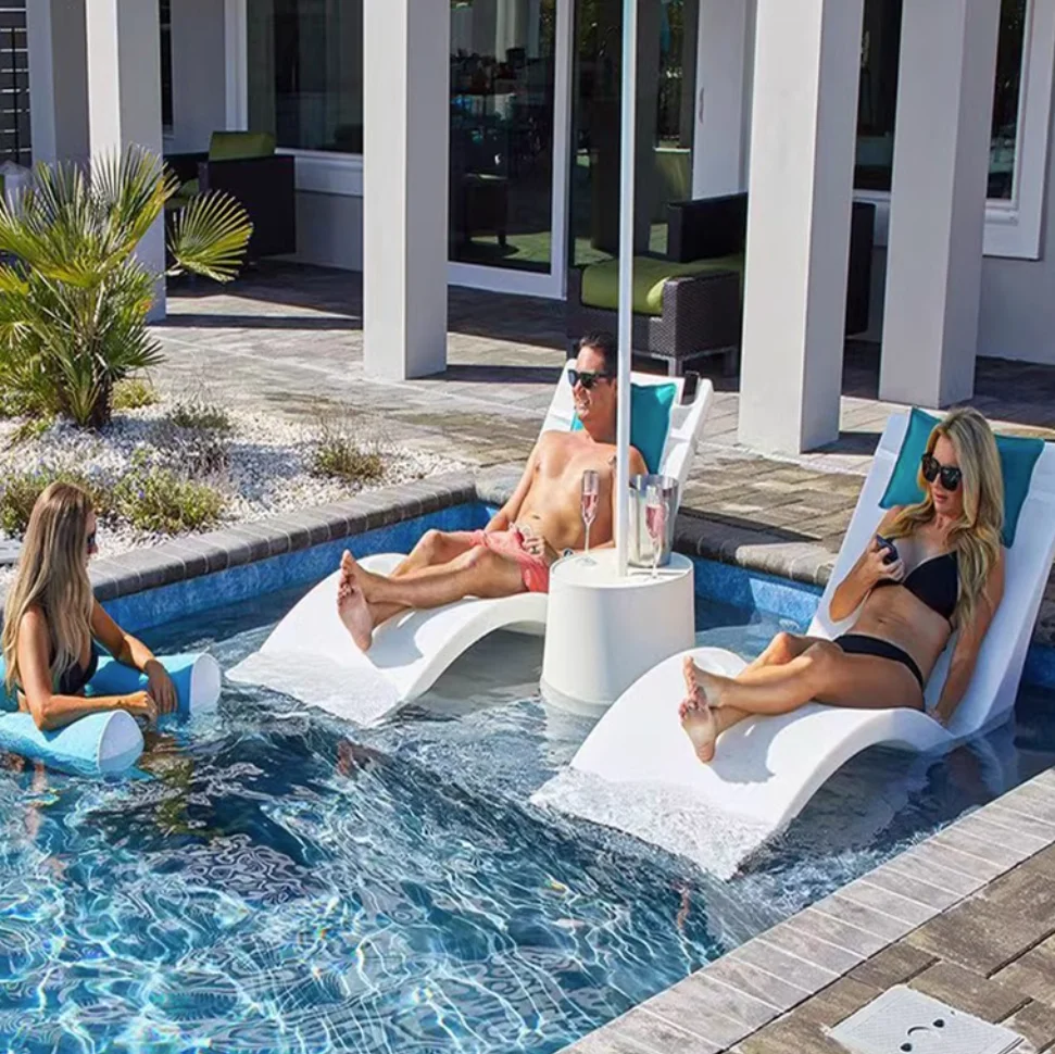 outdoor luxury in pool lounger chaise swimming pool tumbona de fibra de vidrio beach underwater fiberglass sun loungers