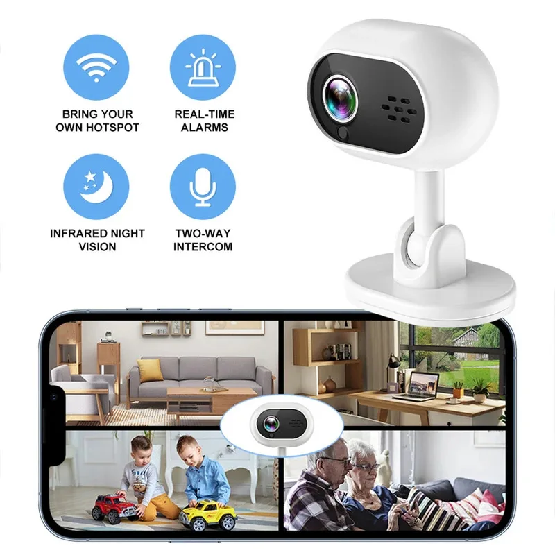 Mini WiFi Baby Monitoring Camera with Motion Detection Alarm Voice Interaction Night Vision - Portable Surveillance for Babies