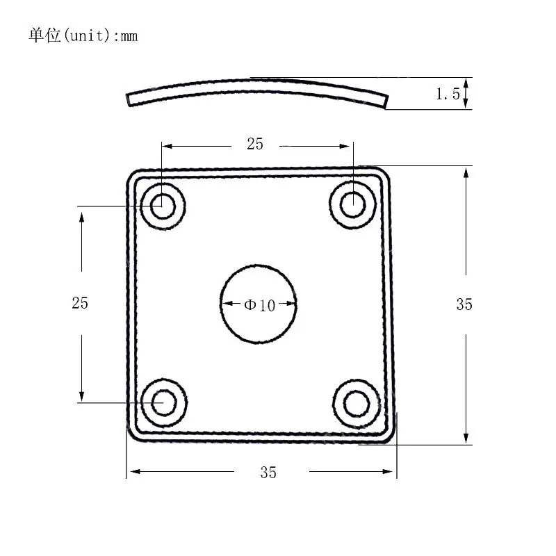 Jack quadrato in lamiera metallica per chitarra elettrica, presa di uscita audio, connessione base presa, accessori professionali