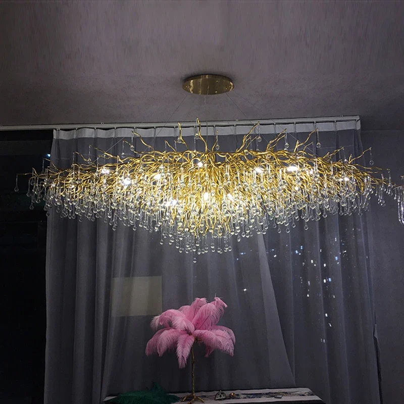 

High-end Modern Branch-shaped Crystal Led Chandelier Living Room Decoration Villa Indoor Lighting Light Luxury