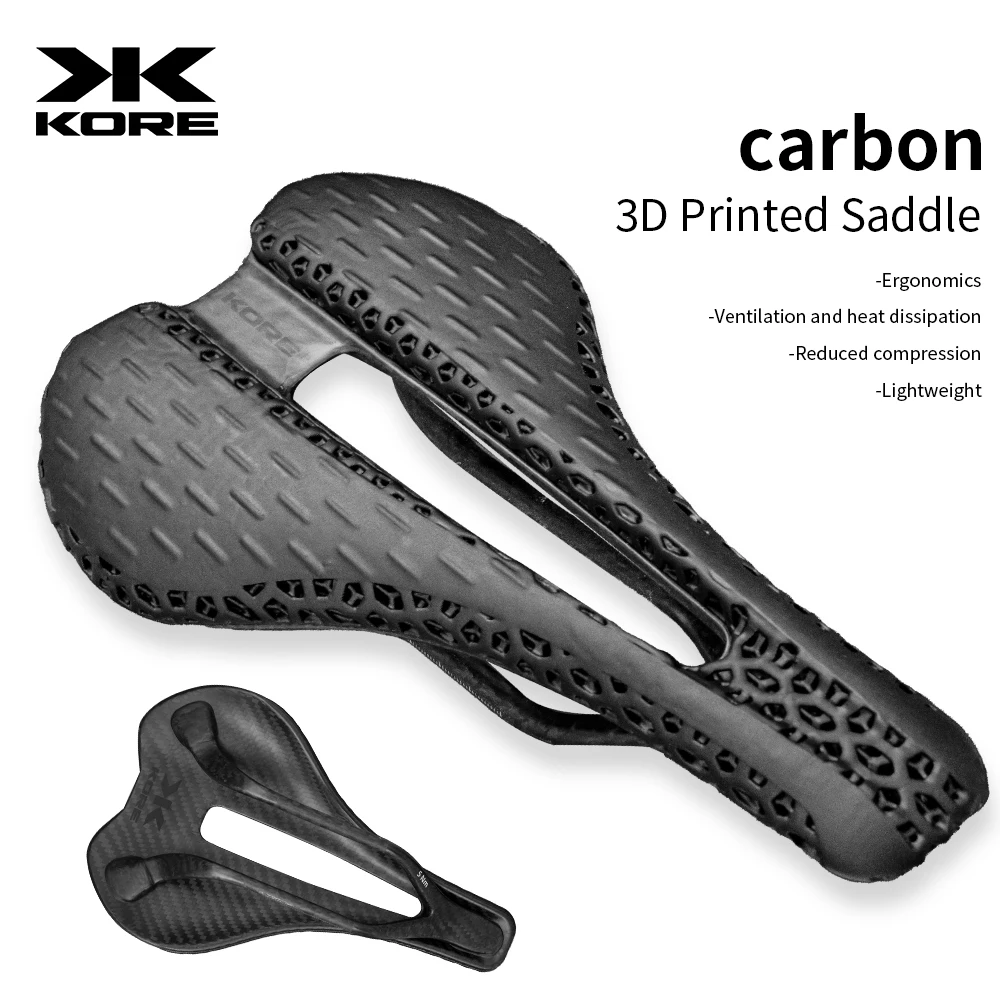 KORE Bike Saddle 3D-printed Ultralight Carbon Seating, Outdoor, Shock Absorption, Short Nose, Road MTB Racing Cycling Parts T80