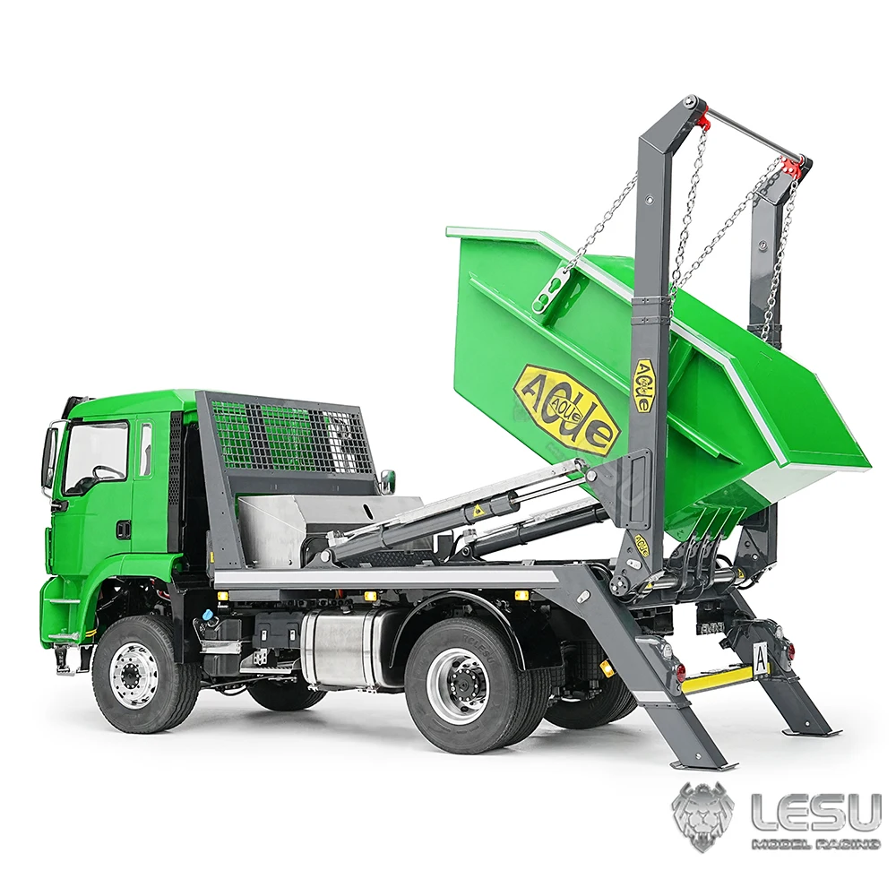 NEW LESU RC Truck 4*4 Hydraulic Metal Skip Loader TGS 1/14 Remote Control Swing Arm Dump Car 3 Speeds Light Sound Set Model Toys