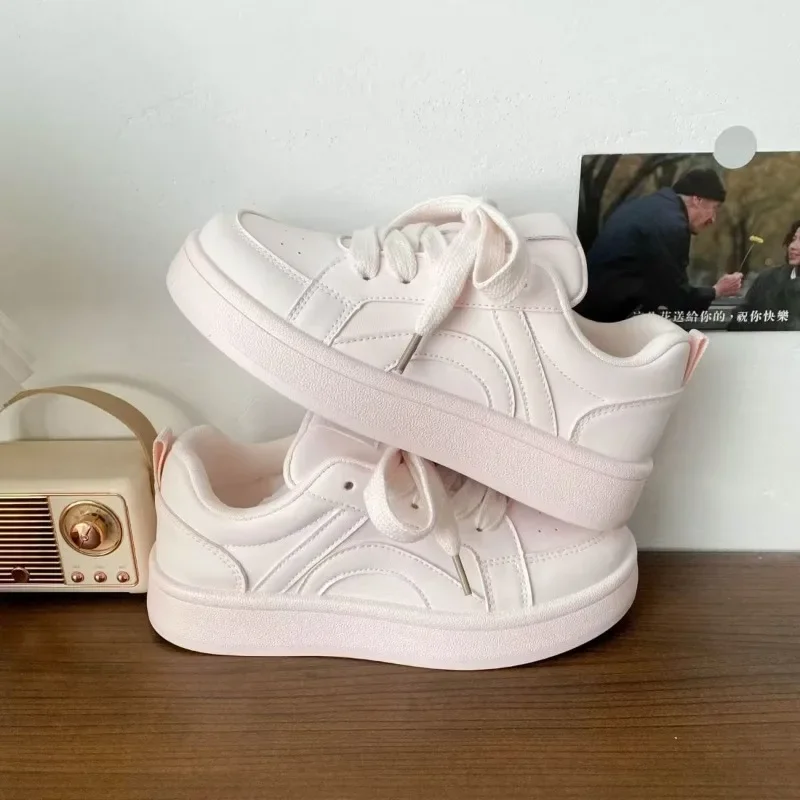 Pink Thick Soled Board Shoes Women's Sneakers 2025 Summer New Collection Nais Small and Versatile Student Casual Shoes