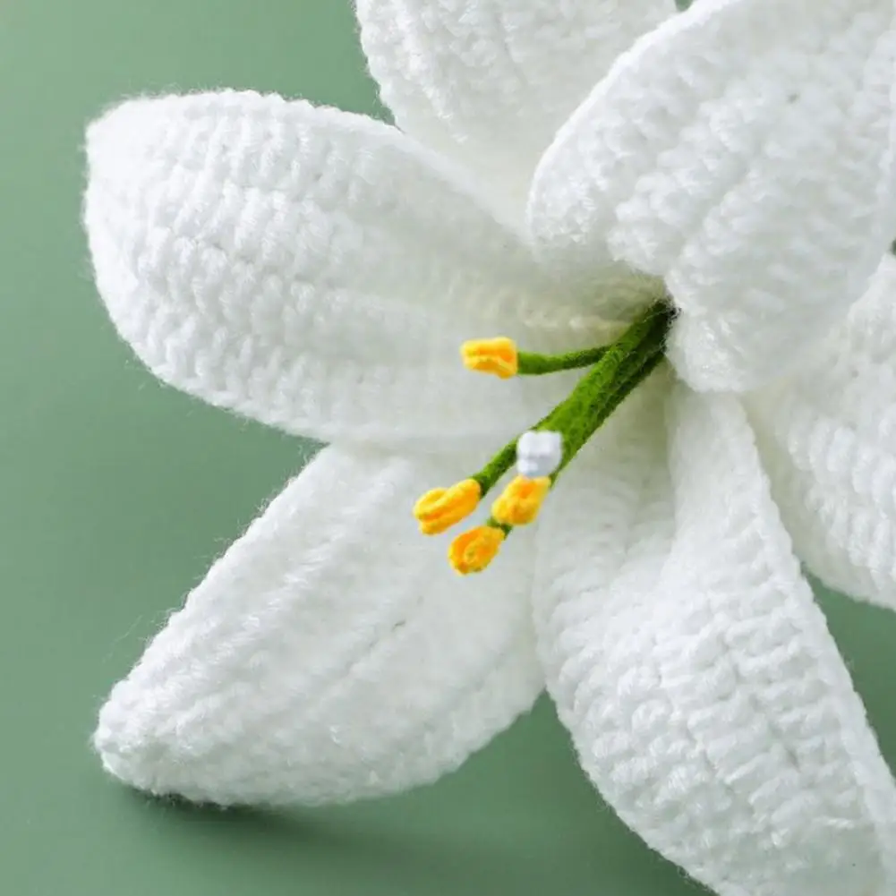 Handwoven Cotton Thread Flowers Hand-knitted Crochet Lily Bouquet Vibrant Non-fading Artificial Flowers for Home for Home
