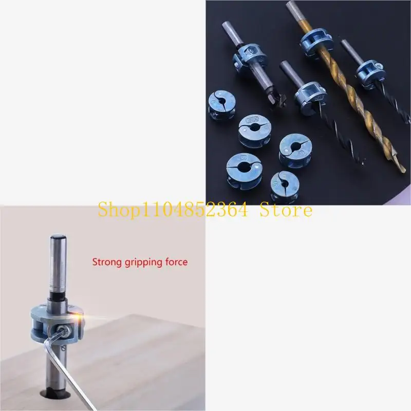 

652F Tools Drill Bit Accessories Depth Stop Collar Set Locator Durable Heat Resistance Zinc Alloy Ring Positioner