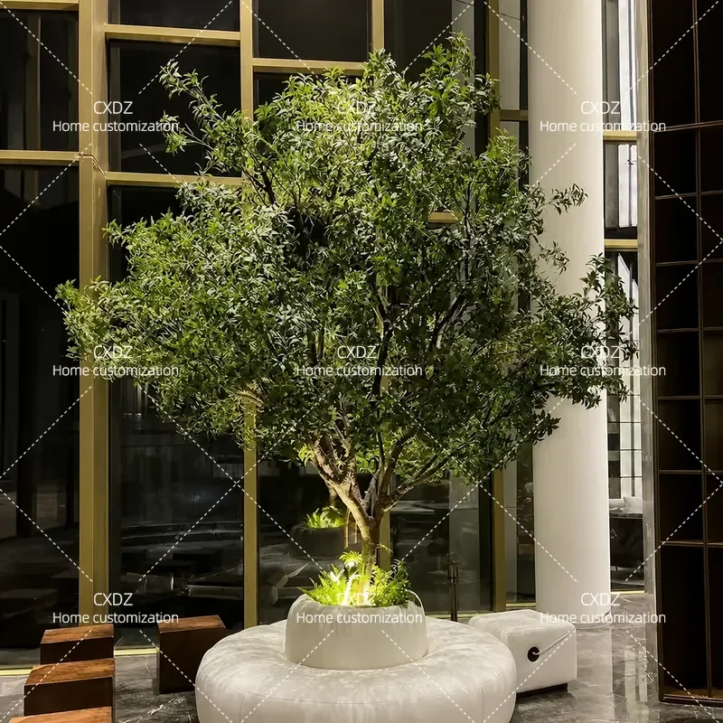 Large Artificial Tree Indoor Fake Plant Bionic Greenery Decorative Faux Tree for Home Office Landscape Decoration Simple
