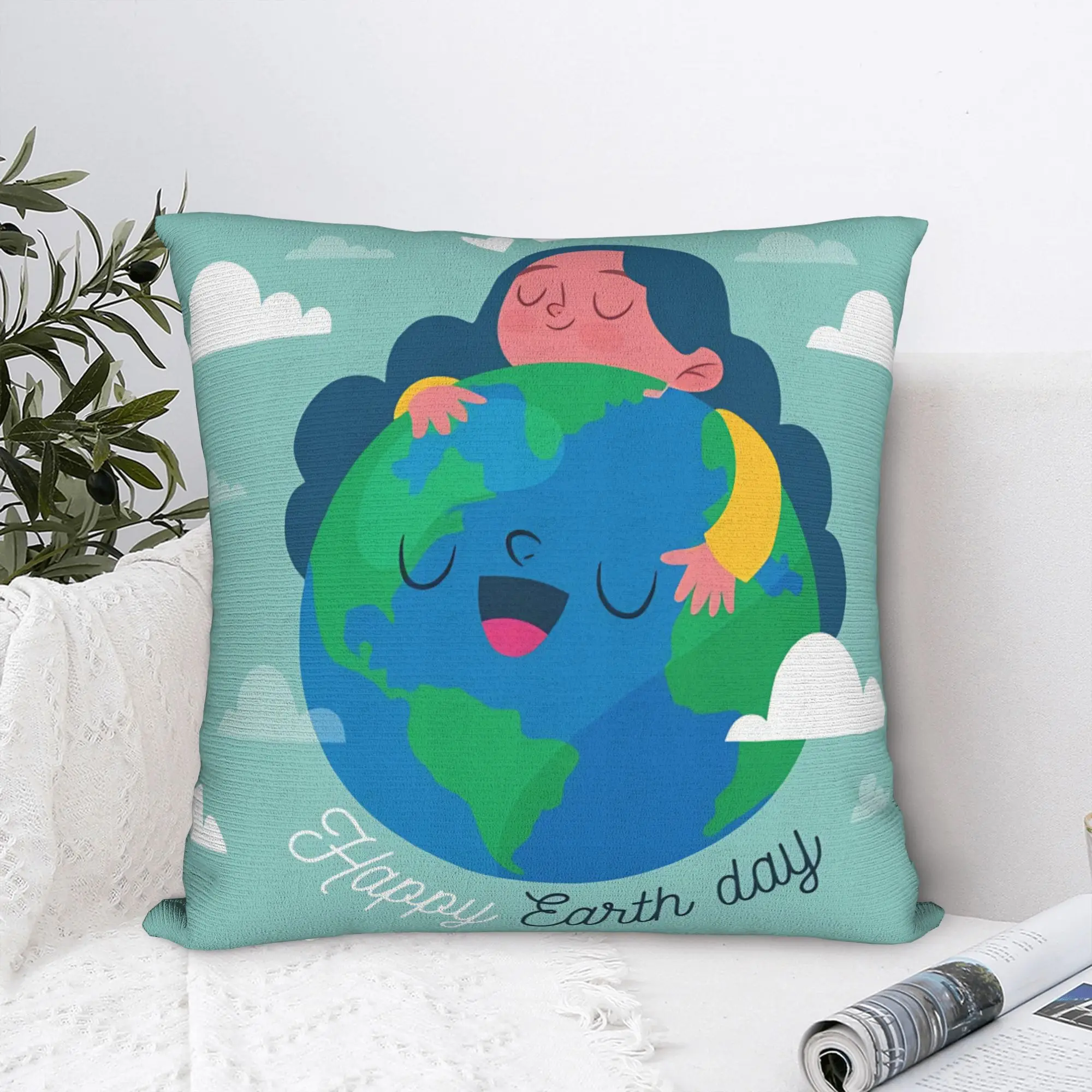 World Earth Day Save Planet Square Pillow Case  Cushion Covers Customized Zipper Decorative Pillowcase for Home 18