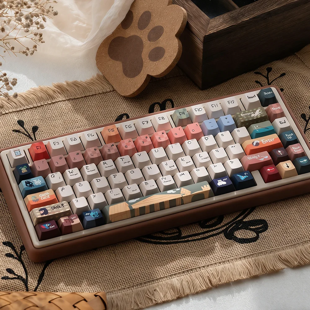 Magical Animal Theme Keycaps MOA/Cherry Profile Dye-Sublimation PBT Key Caps for 64/68/84/75/87/104 GMK67 Mechanical Keyboard