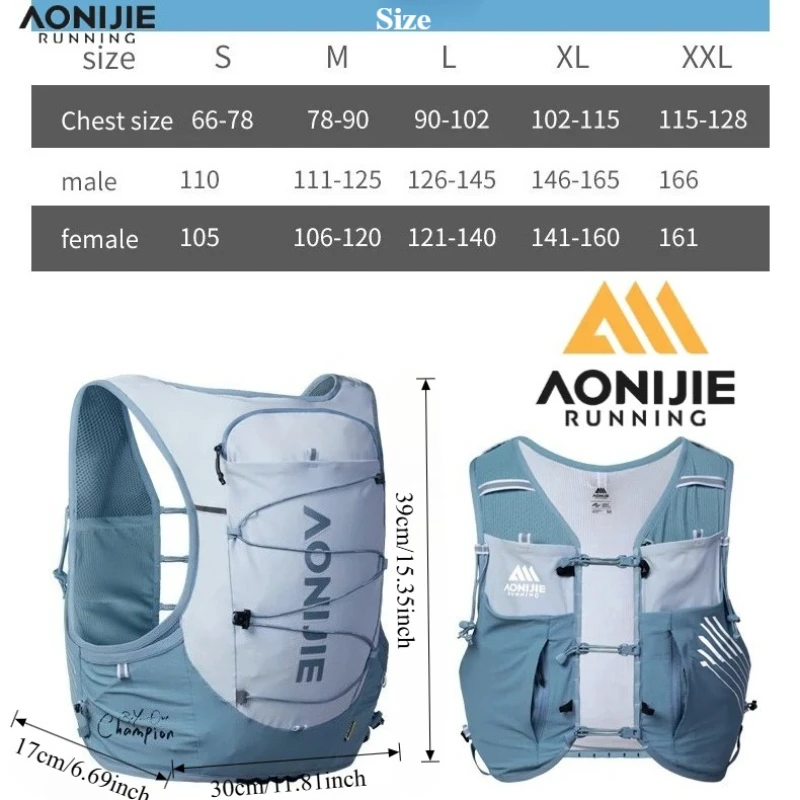 

AONIJIE Upgrade C9116 10L Hydration Pack High Capacity Running Hydration Vest for Cross-Country Hiking Mountaineering Marathon