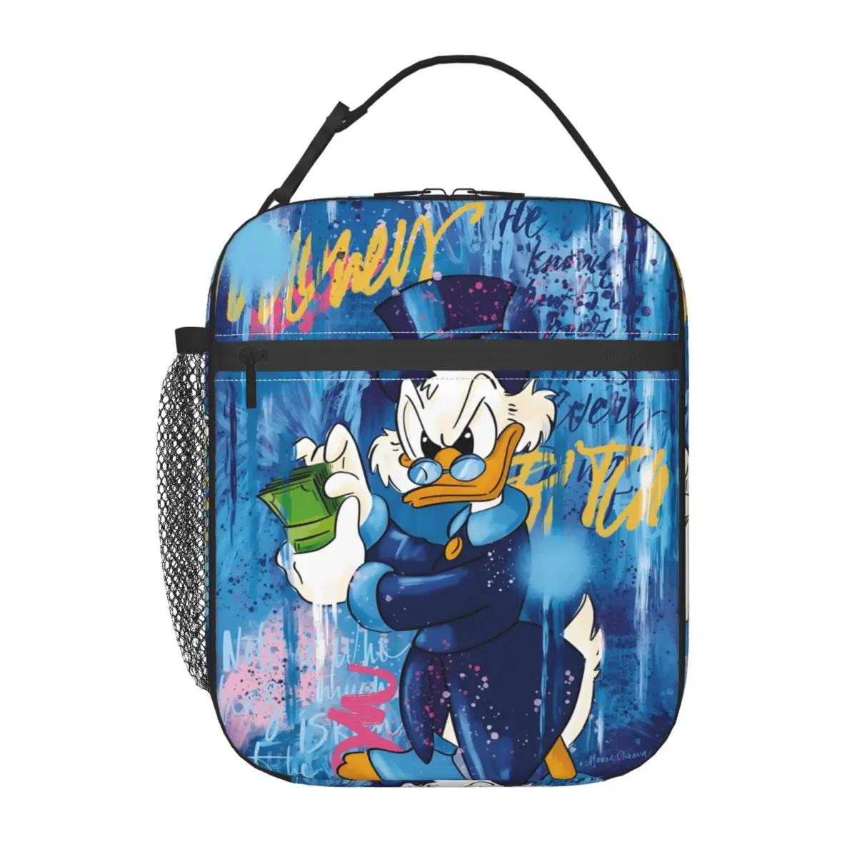 Custom Donald Duck Anime Cartoon Insulated Lunch Bag for Outdoor Picnic Graffiti Design Resuable Thermal Cooler Bento Box