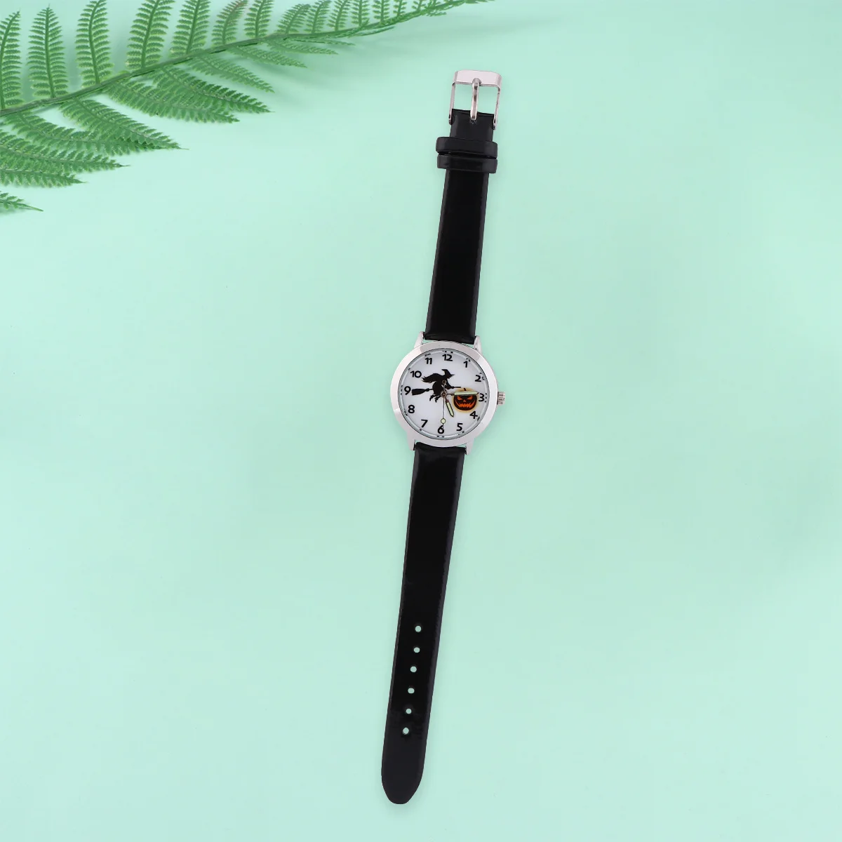 

1 шт. светящаяся стрелка ведьма тыква фонарь кварцевые часы модные наручные часы кварцевые часы подарок для (черный)