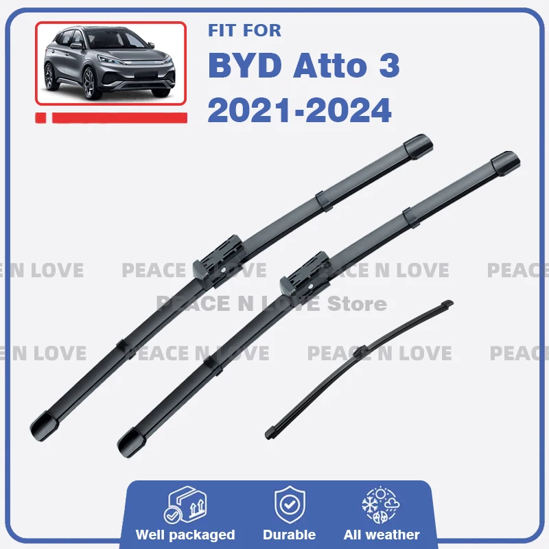 Voor Achter Wisserbladen Voor BYD Atto 3 Yuan Plus Atto3 2021 2022 2023 2024 Voorruit Venster Voorruit Borstels auto Accessoires