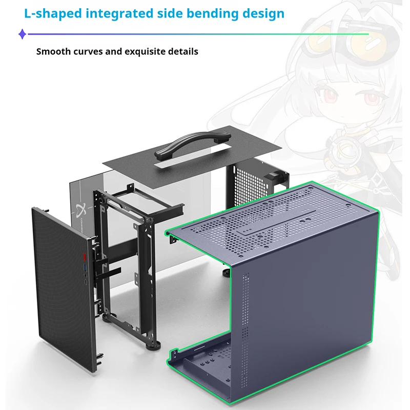 Power Train X-Gamerx M1 M-ATX Casing PC Casing Kecil Komputer Mini Portabel Transparan Sisi Kaca