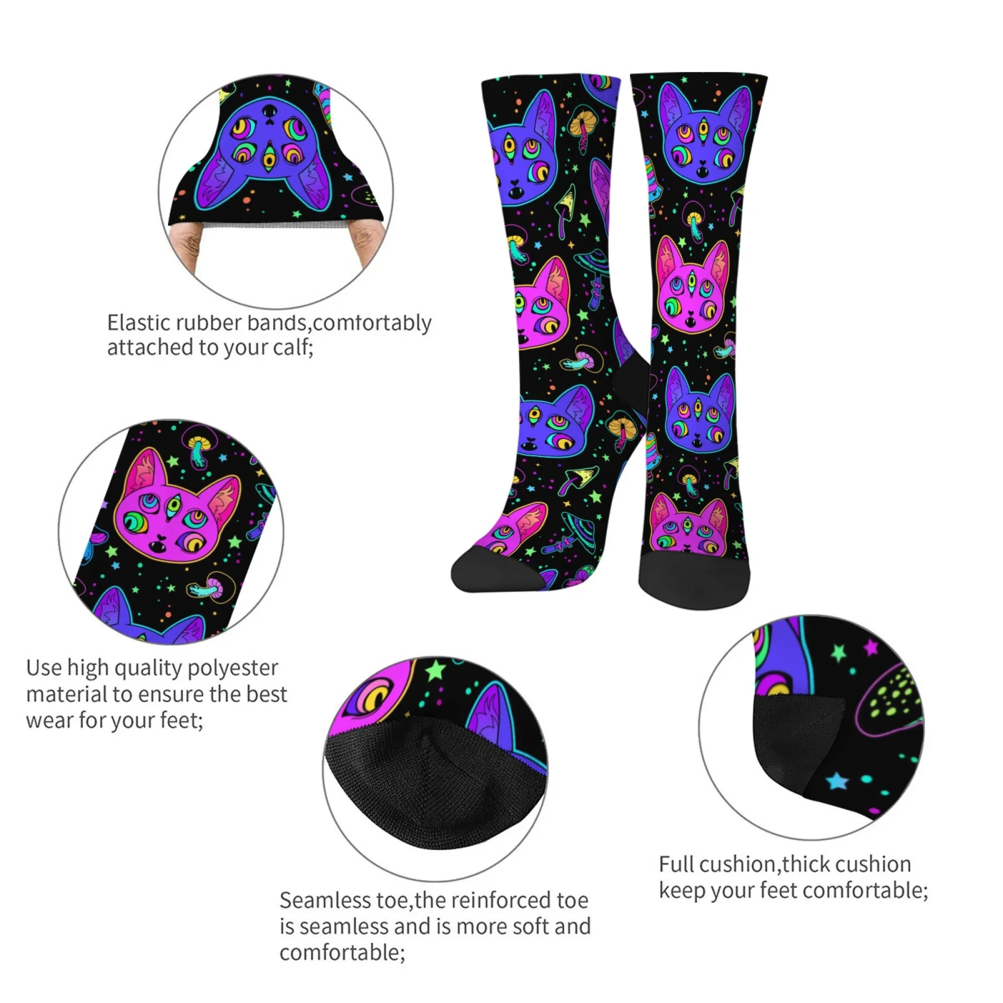 サイケデリックゾンビ猫メンズソックス原宿スタイルノベルティ面白い圧縮ソックスクレイジーパーティーギフトストリートファッションヒップホップソックス