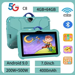 Bluetoothをサポートする子供用タブレット,4000mAhバッテリー,最高のコンパニオンギフト,4GB RAM, 64GB ROM, 7インチ,新品
