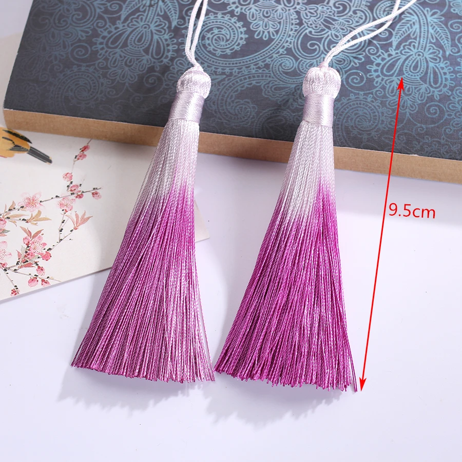 Pendentifs Chinois en Polyester Dégradé de 9.5cm, Longs Bijoux, Boucles d'Oreilles, Fournitures de Décoration Artisanale, Lot de 6 Pièces