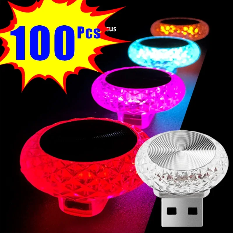 1-100PCS Mini Car USB Ambient Light LED Decorative Atmosphere Lamps For Auto Interior Environment Light Computer Light Plug Play