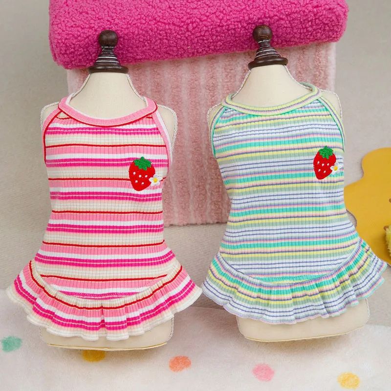 

Sweet Dog Clothes Summer Striped Female Tutu Dresses For Small Dogs Poodle Dachshund Pet Costumes Puppy Clothing Skirt Dress XXL