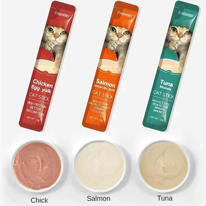 10pcs Cat snacks, cat treats in the form of strips. Tuna and chicken cat snacks. Pet snacks for cats to gain weight, universal.