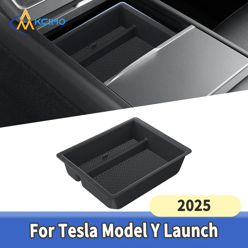 Anti-Slip TPE Center Console Tray for Tesla Model Y 2025 Juniper/Model 3 Highland Hidden Storage Box Clutter-Free Car Accessory