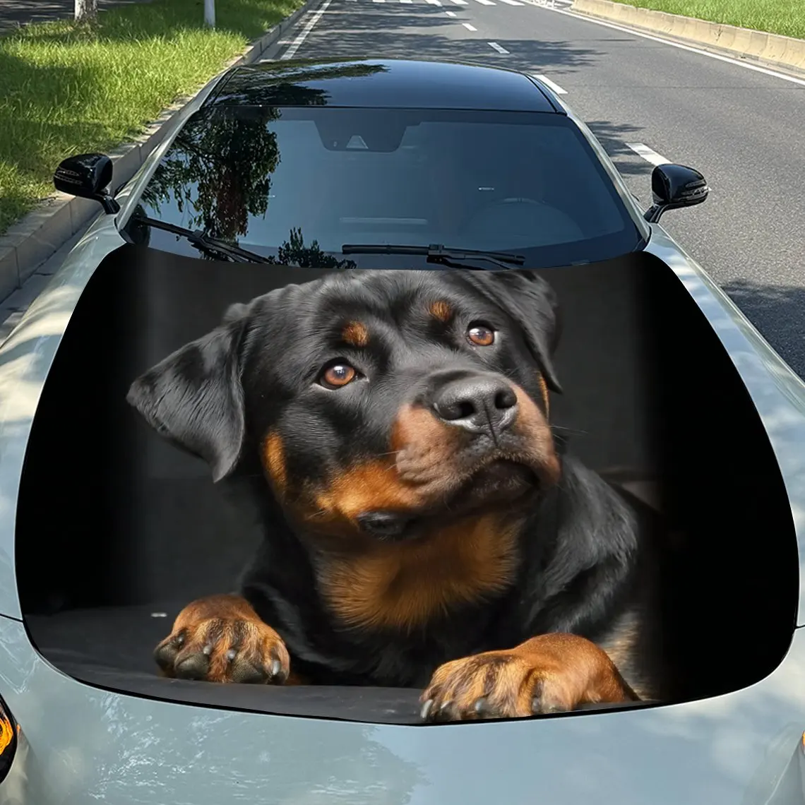 

Cute Rowena Dog Car Hood Vinyl Wraps Sticker, PVC Waterproof Car Bonnet Decals, Self-Adhesive Scratch-Resistant Stickers For Eng