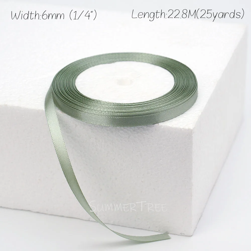 Salbeigrünes Satinband 22,8M 25 Yards Weiches Glänzendes Stoffband für Geschenkverpackungen Hochzeitssträuße DIY-Basteleien Heim- und Partydekoration – Detail 8
