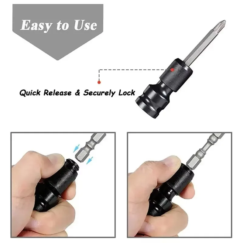 1/2 Stück 1/2 Zoll Vierkantantrieb auf 1/4 Zoll Innensechskant-Adapter, Konverter, Spannfutter-Adapter für Schlagluft- und Elektroschrauber