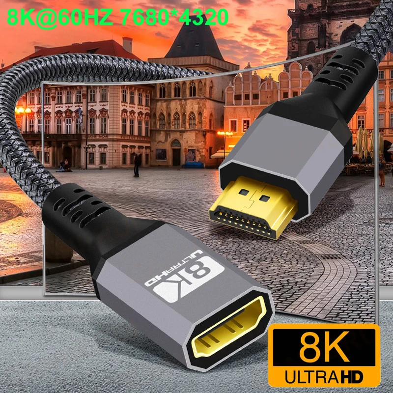 

0.3M HDMI 2.1 Extension Cable 8K HD 1080P/4K/Extender Cable 48Gbps HDMI Male to Female Cable For PS4 Switch Extender Projector