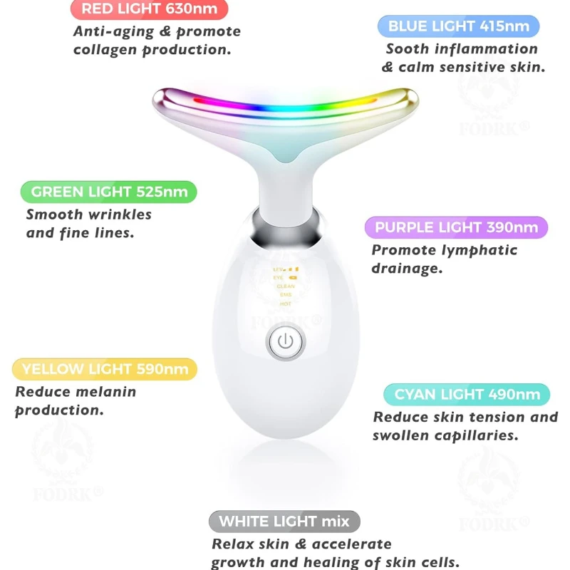 Beauty Health LED 7 Color Face Machine cura della pelle sollevamento del collo dispositivo di bellezza massaggiatore viso antirughe del collo ringiovanimento della pelle